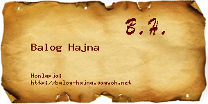 Balog Hajna névjegykártya